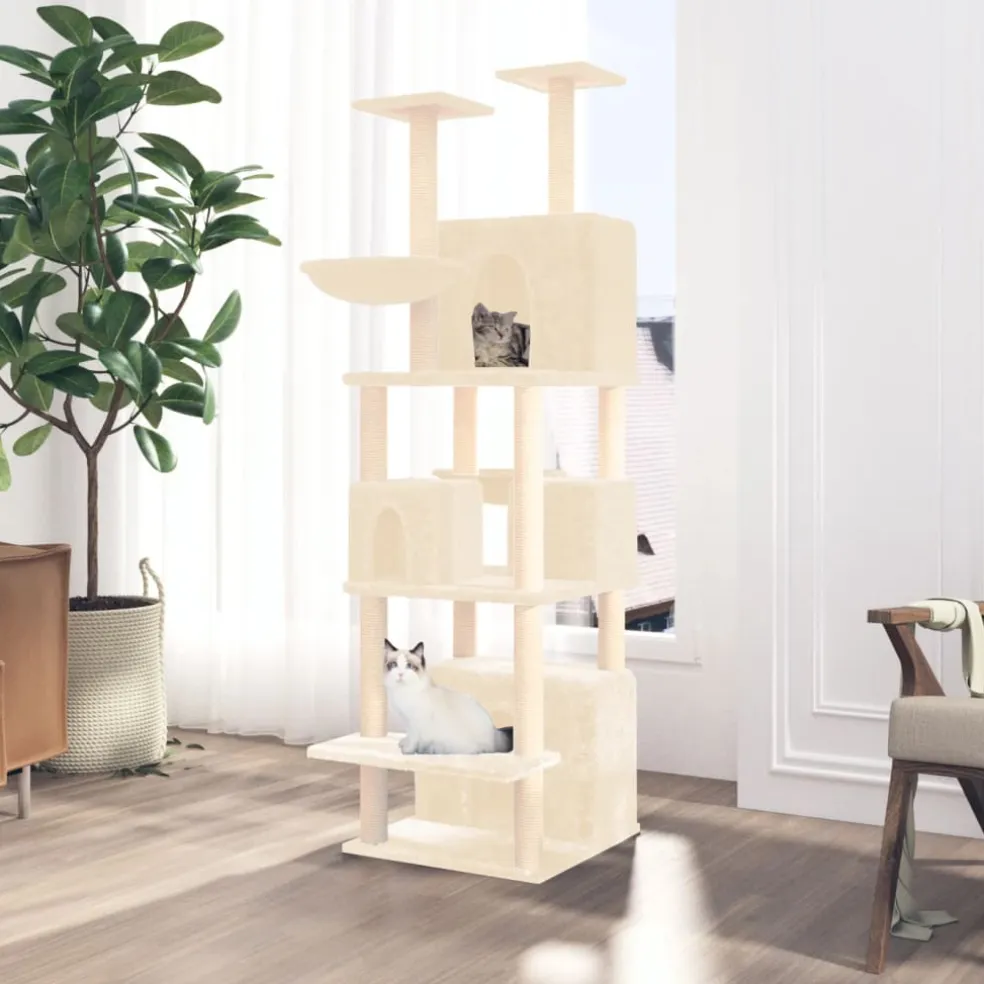 vidaXL Kattenmeubel met sisal krabpalen 180 cm crèmekleurig