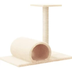 vidaXL Kattenmeubel met tunnel 60x34,5x50 cm crèmekleurig