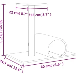 vidaXL Kattenmeubel met tunnel 60x34,5x50 cm crèmekleurig