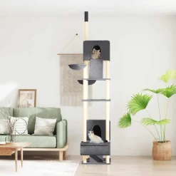 vidaXL Kattenmeubel vloer tot plafond 277-303 cm donkergrijs