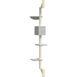 vidaXL Kattenmeubel wandgemonteerd met krabpaal 187 cm lichtgrijs