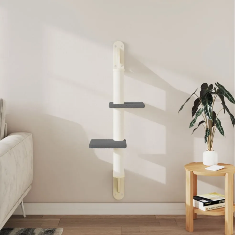 vidaXL Kattenmeubel wandgemonteerd met krabpaal 108 cm donkergrijs