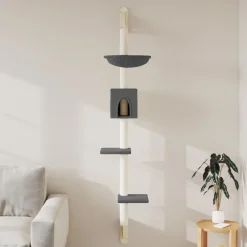 vidaXL Kattenmeubel wandgemonteerd met krabpaal 187 cm donkergrijs