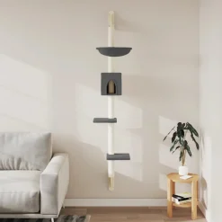 vidaXL Kattenmeubel wandgemonteerd met krabpaal 187 cm donkergrijs