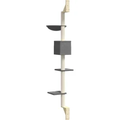 vidaXL Kattenmeubel wandgemonteerd met krabpaal 187 cm donkergrijs