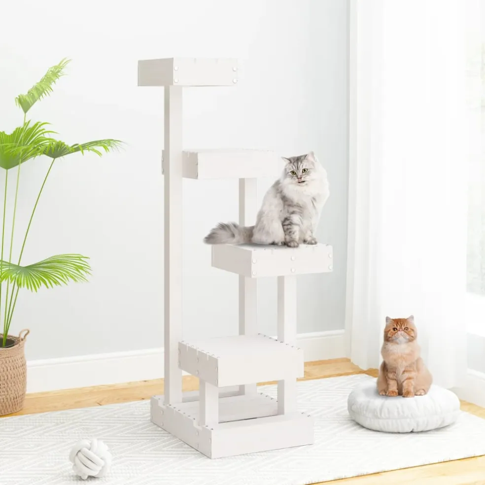 vidaXL Kattenmeubel 45,5x49x103 cm massief grenenhout wit