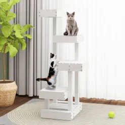vidaXL Kattenmeubel 45,5x49x103 cm massief grenenhout wit