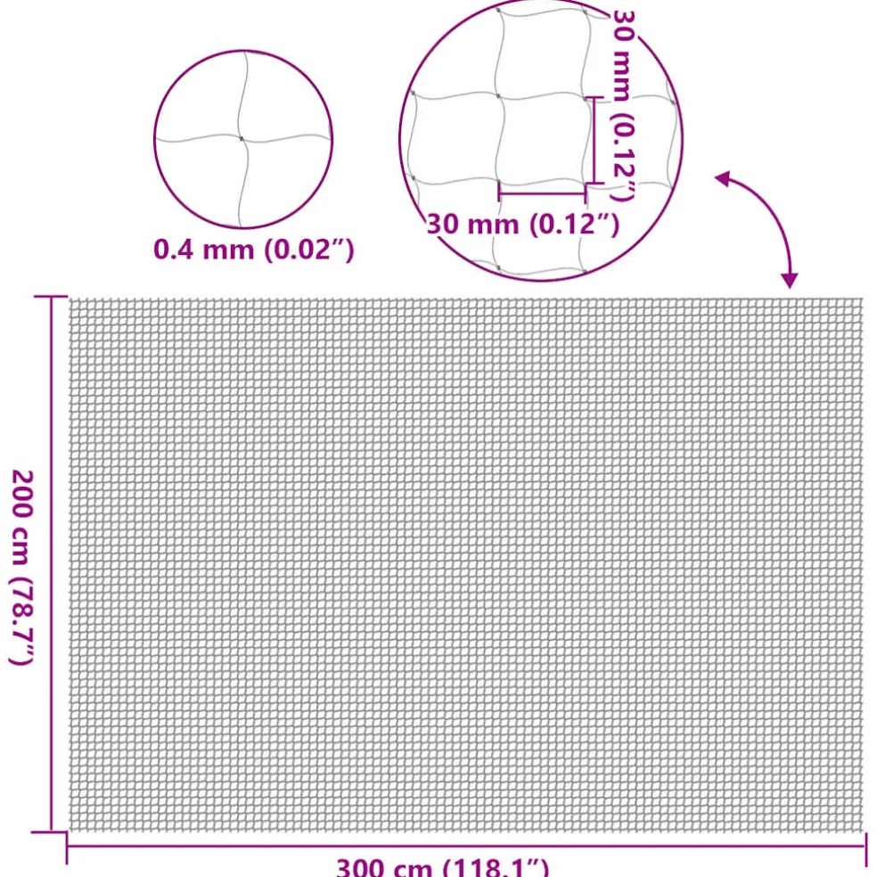 vidaXL Kattennet Transparant 3x2 m Nylon