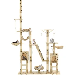 vidaXL Kattenpaal met sisal krabpalen 230-250 cm pootafdrukken beige