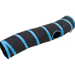 vidaXL Kattentunnel S-vorm 122 cm polyester zwart en blauw