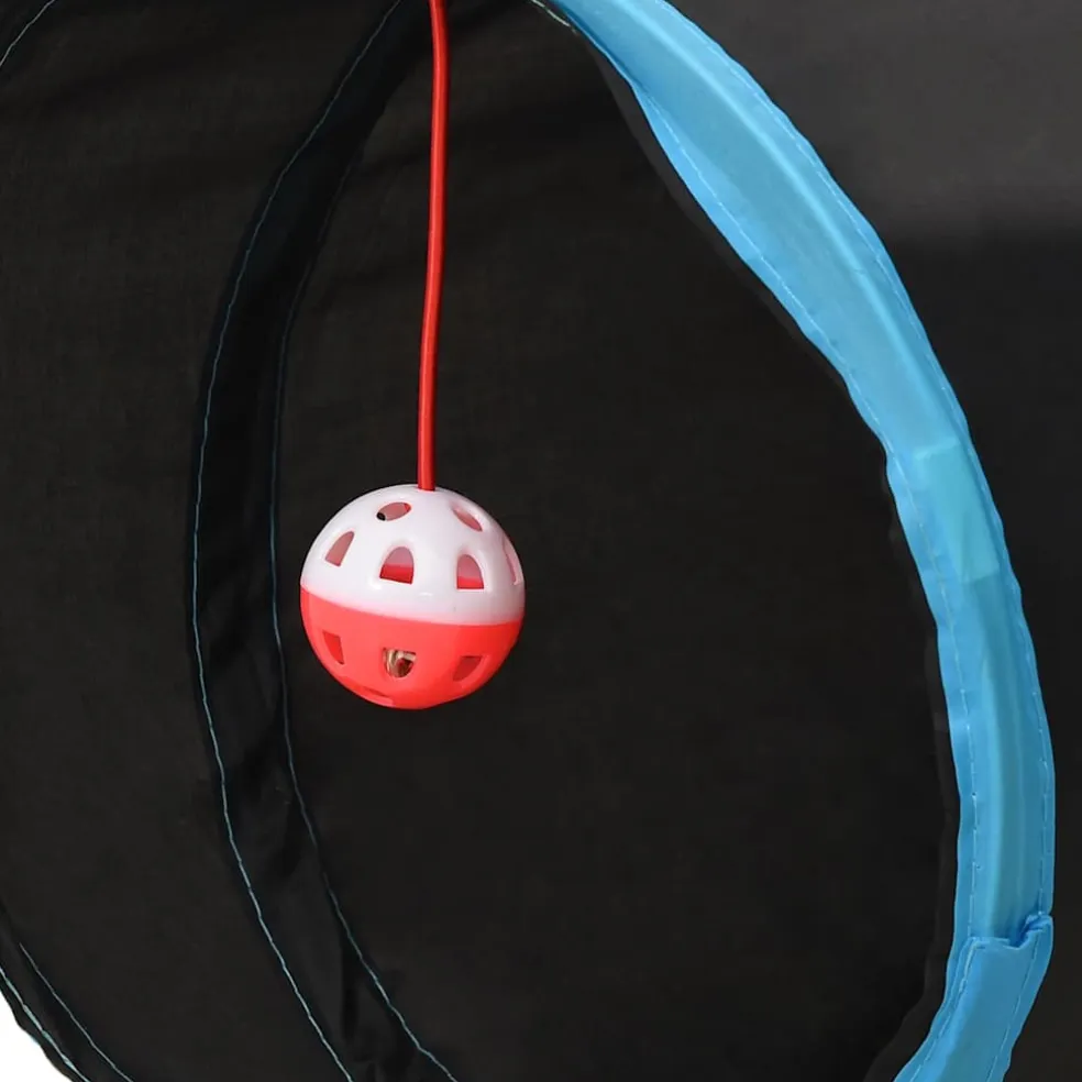 vidaXL Kattentunnel S-vorm 122 cm polyester zwart en blauw