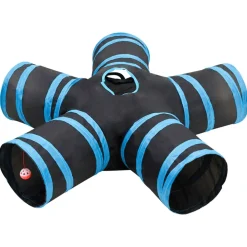 vidaXL Kattentunnel 5-voudig 25 cm polyester zwart en blauw
