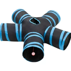 vidaXL Kattentunnel 5-voudig 25 cm polyester zwart en blauw