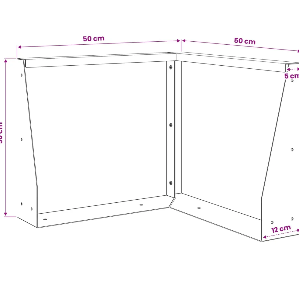 vidaXL Keerwand 2 st 50 x 50 x 30 cm Roestvrij staal zilver