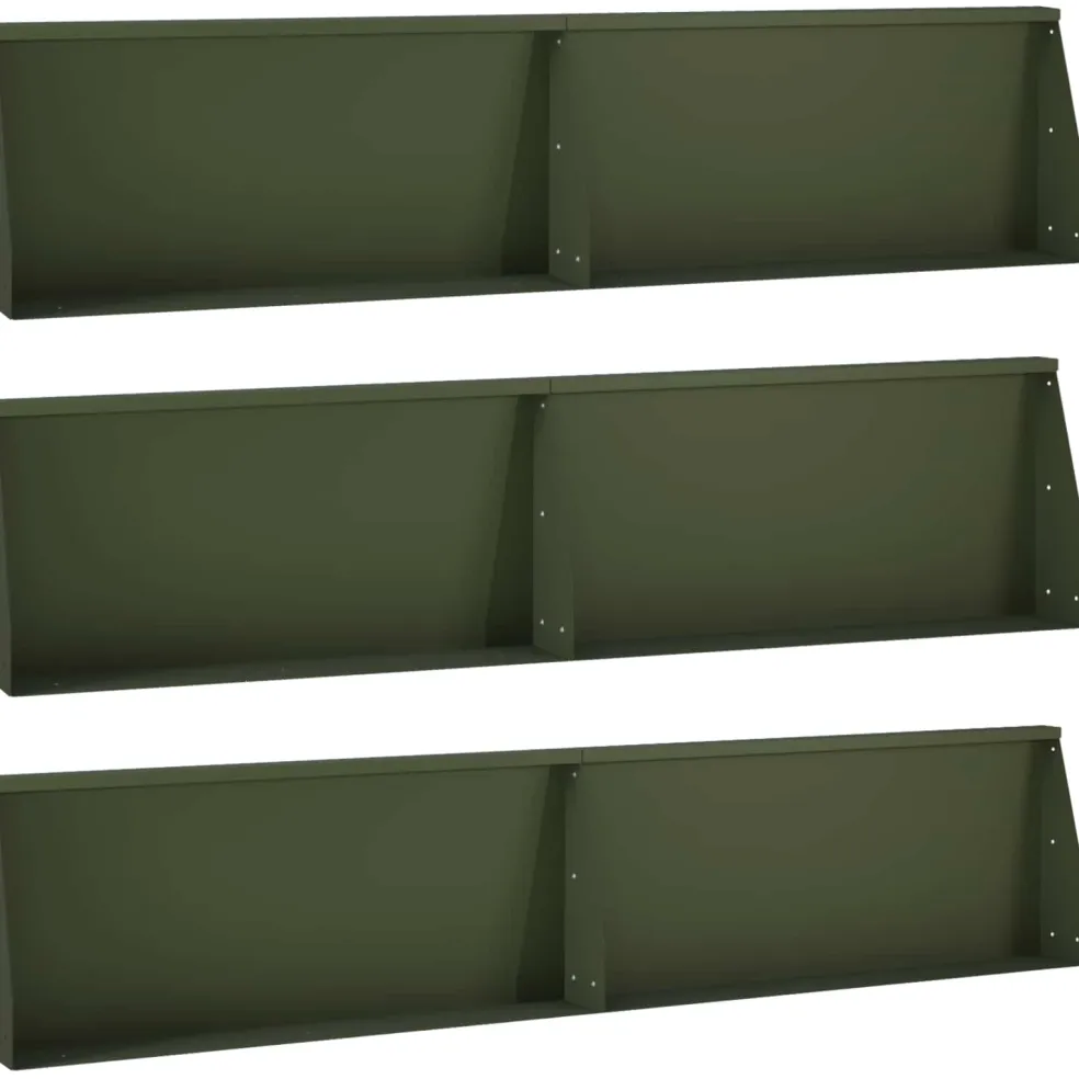 vidaXL Keerwand 6 st 100 x 12 x 30 cm Staal Olijfgroen