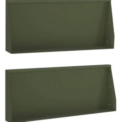 vidaXL Keerwand 2 st 100 x 12 x 30 cm Staal Olijfgroen