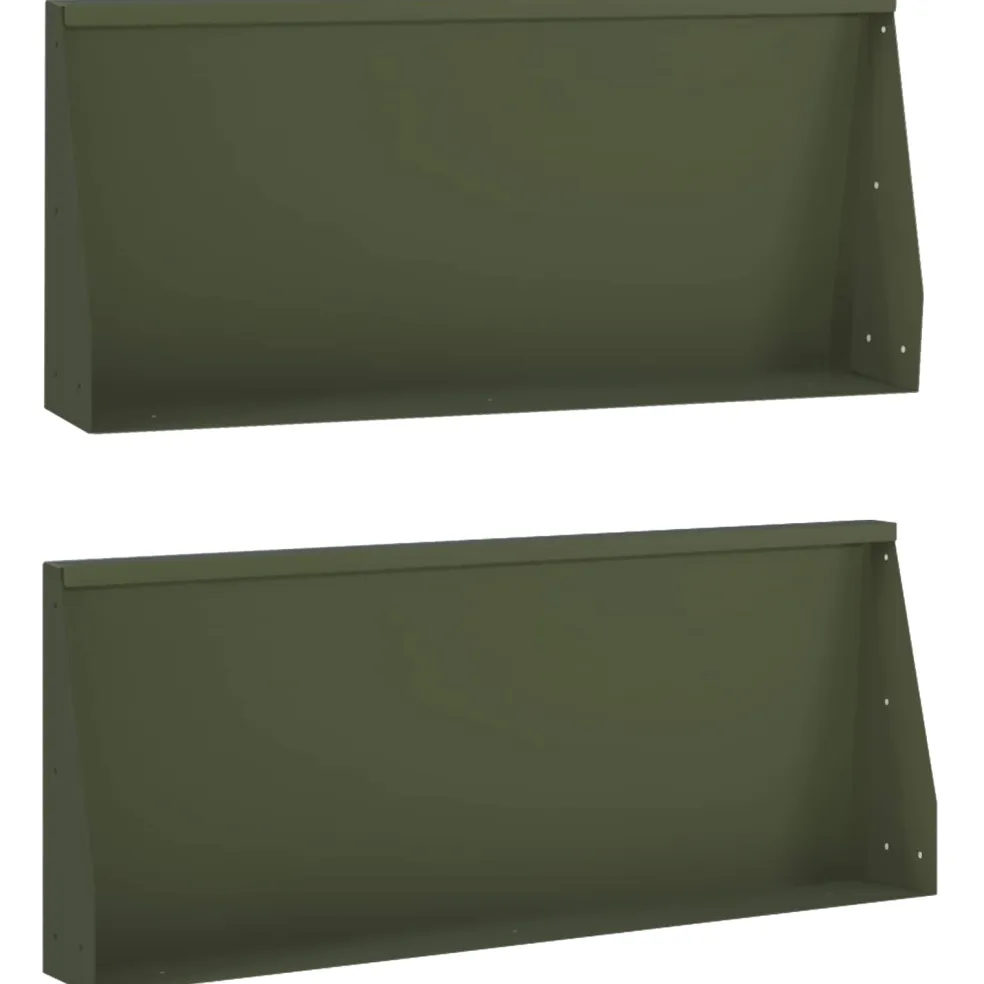 vidaXL Keerwand 2 st 100 x 12 x 30 cm Staal Olijfgroen
