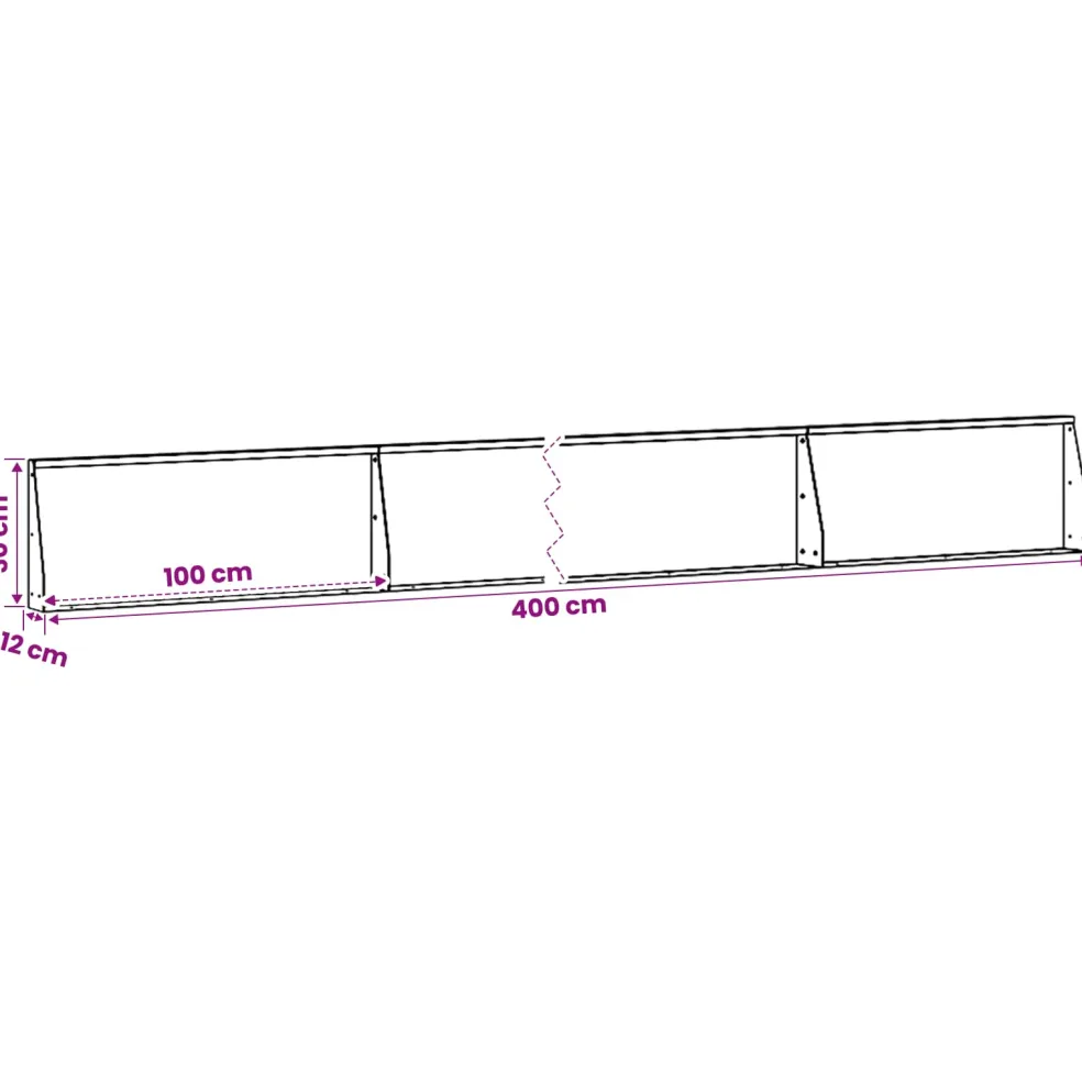 vidaXL Keerwand 4 st 100 x 12 x 30 cm Staal Wit