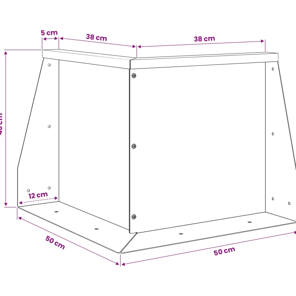 vidaXL Keerwand 50 x 50 x 40 cm Gegalvaniseerd staal zilver