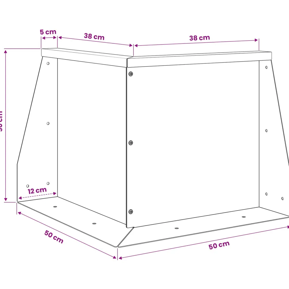 vidaXL Keerwand 50 x 50 x 30 cm Roestvrij staal zilver