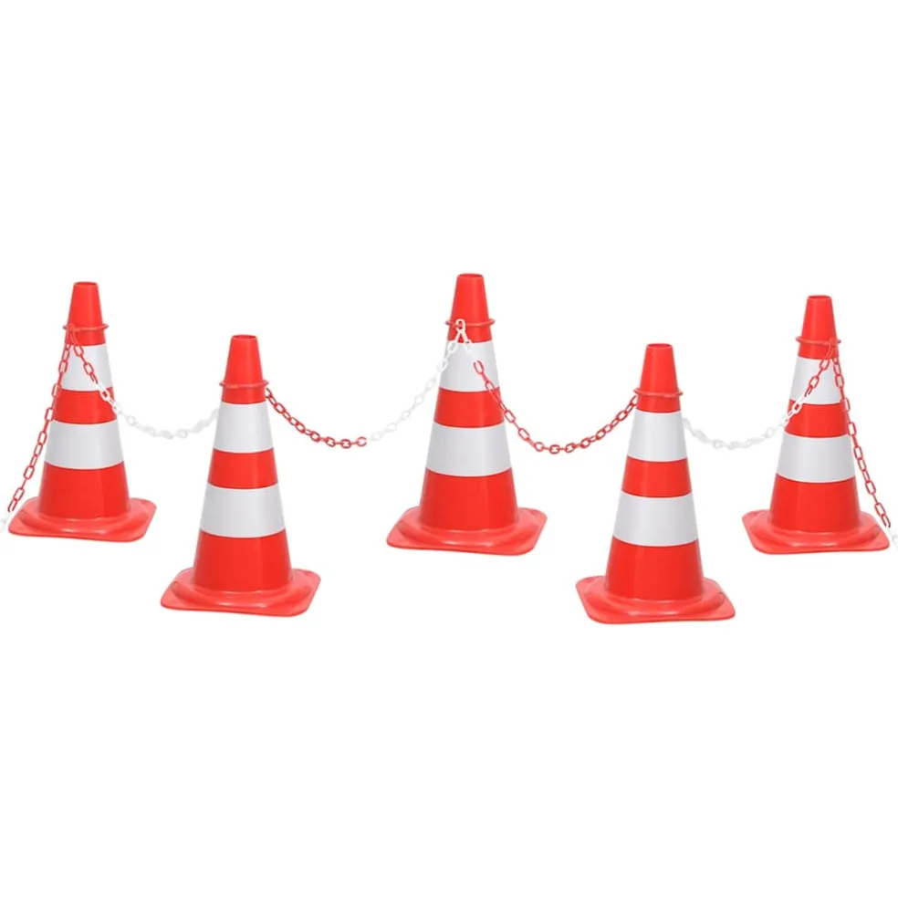 vidaXL Kegelset met ketting 10 m rood en wit