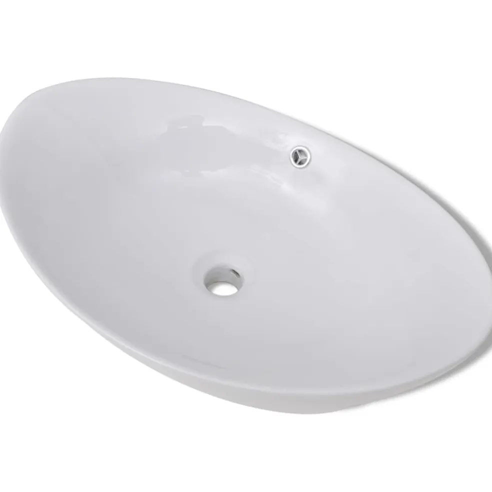 vidaXL Keramische wastafel ovaal 59 x 38,5 cm