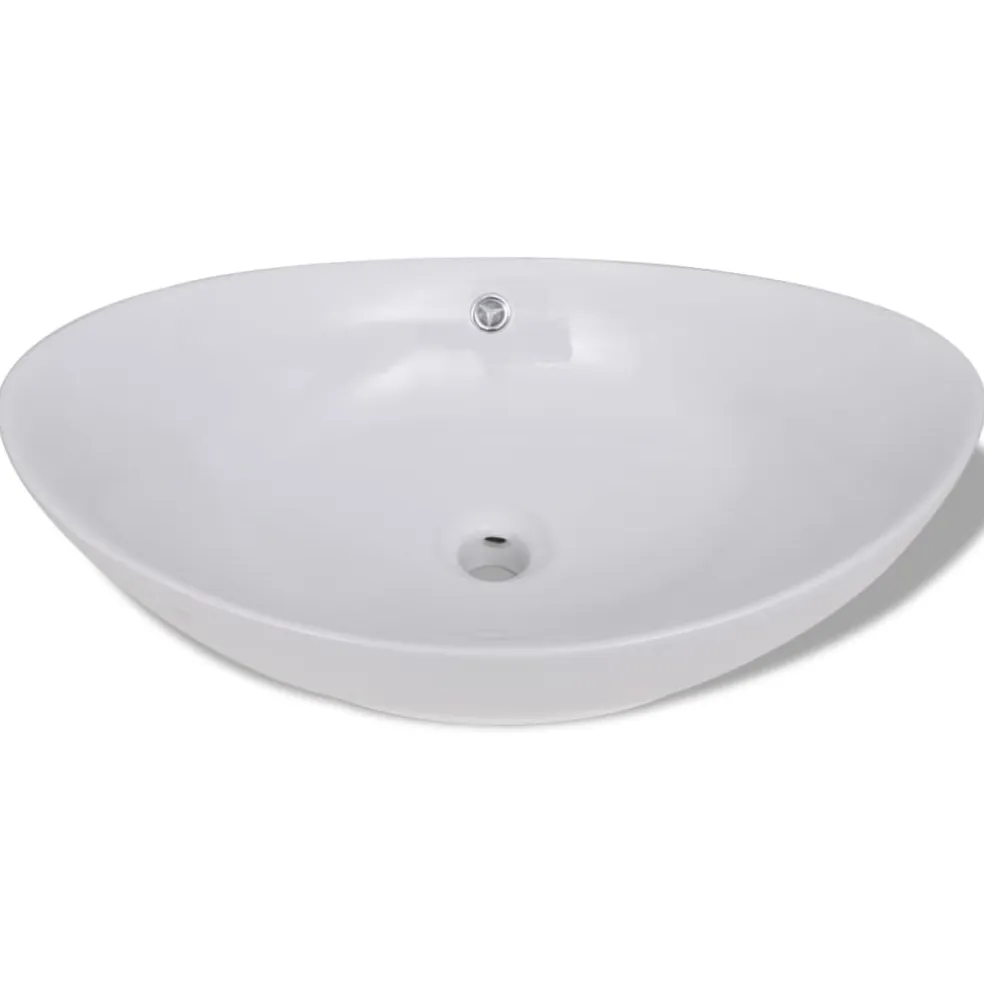 vidaXL Keramische wastafel ovaal 59 x 38,5 cm