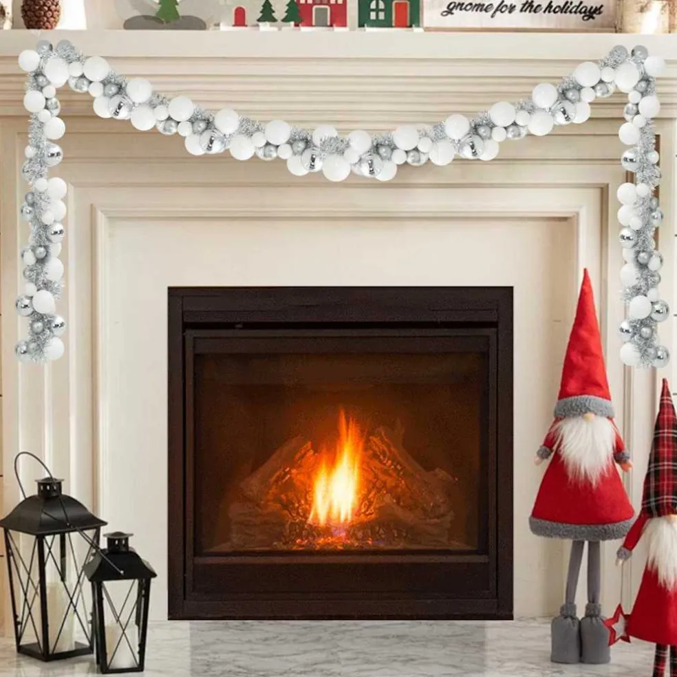 vidaXL Kerstbal Guirlande LED's Wit en Zilver 186 cm Polystyreen
