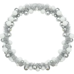 vidaXL Kerstbal Guirlande LED's Wit en Zilver 186 cm Polystyreen