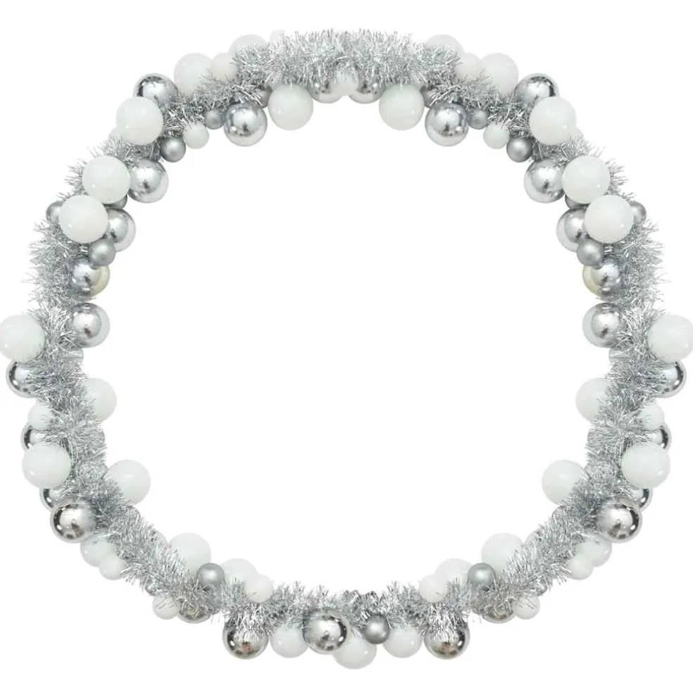 vidaXL Kerstbal Guirlande LED's Wit en Zilver 186 cm Polystyreen