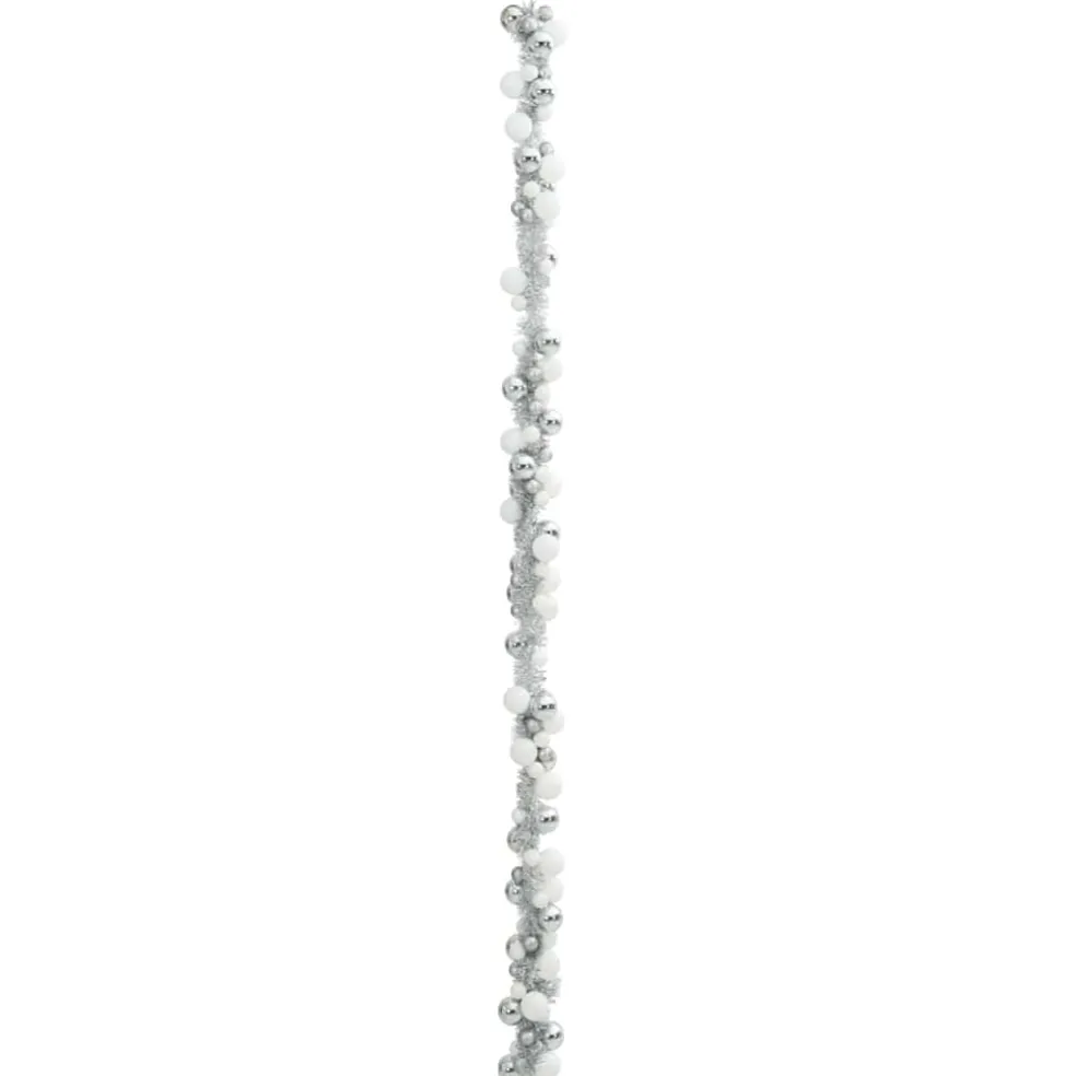 vidaXL Kerstbal Guirlande LED's Wit en Zilver 186 cm Polystyreen