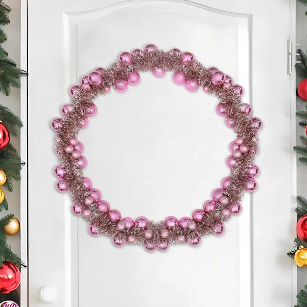 vidaXL Kerstbal Guirlande LED's Roze 186 cm Polystyreen
