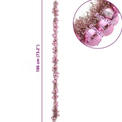 vidaXL Kerstbal Guirlande LED's Roze 186 cm Polystyreen