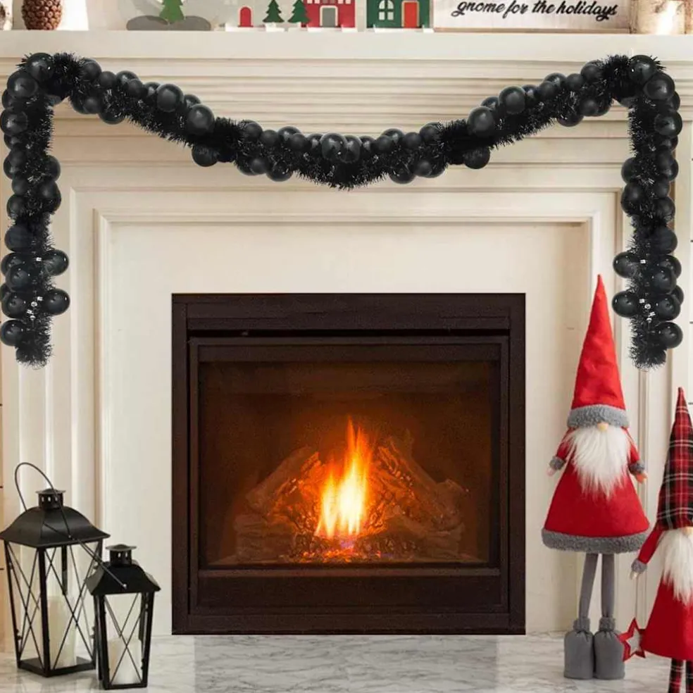 vidaXL Kerstbal Guirlande LED's Zwart 186 cm Polystyreen