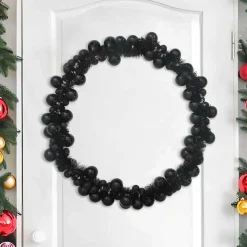 vidaXL Kerstbal Guirlande LED's Zwart 186 cm Polystyreen