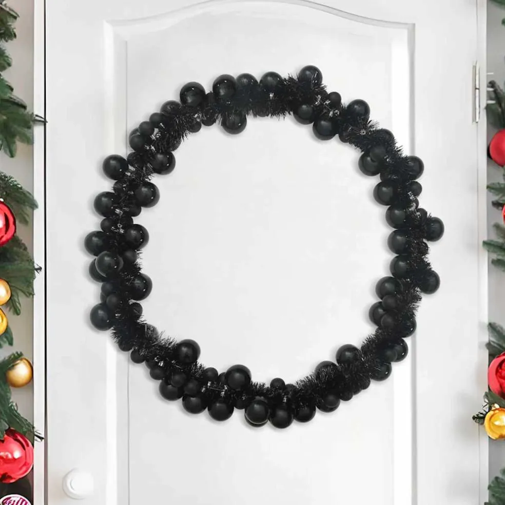 vidaXL Kerstbal Guirlande LED's Zwart 186 cm Polystyreen