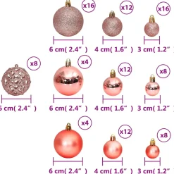 vidaXL Kerstballen 100 st 3/4/6 cm roze en rosé