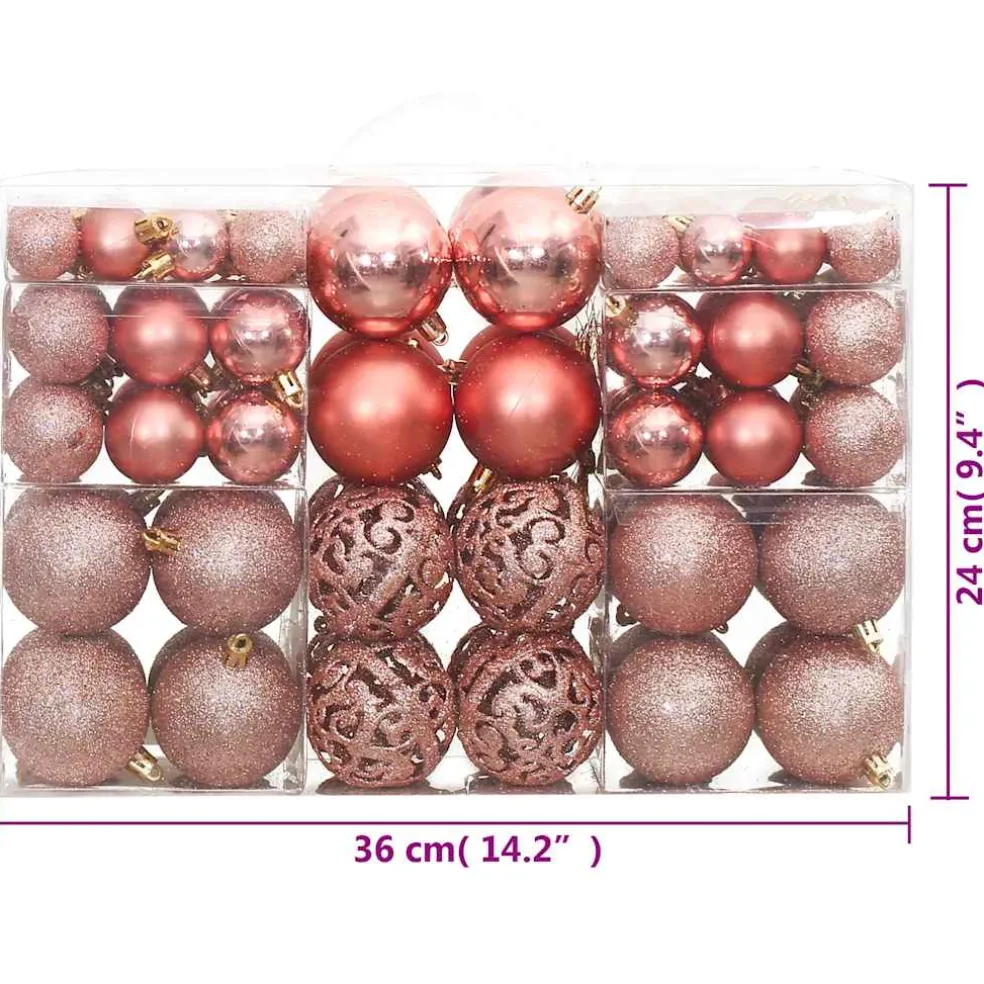 vidaXL Kerstballen 100 st 3/4/6 cm roze en rosé