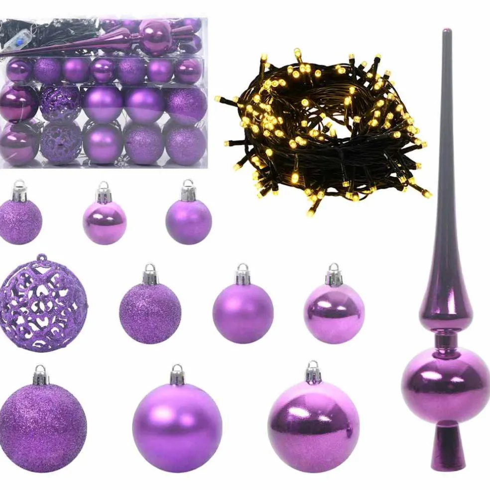 vidaXL Kerstbal Set 61 st 150 LED's Warmwit Ø 6 cm