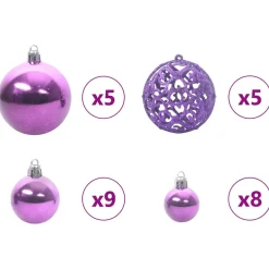 vidaXL Kerstbal Set 61 st 150 LED's Warmwit Ø 6 cm