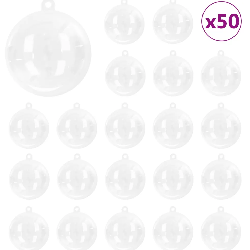 vidaXL Kerstbal Set 50 st Transparant Ø 5 cm Kunststof