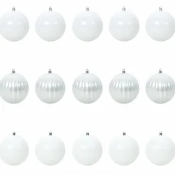 vidaXL Kerstbal Set XL 15 st Wit Ø 10 cm Kunststof