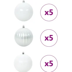 vidaXL Kerstbal Set XL 15 st Wit Ø 10 cm Kunststof