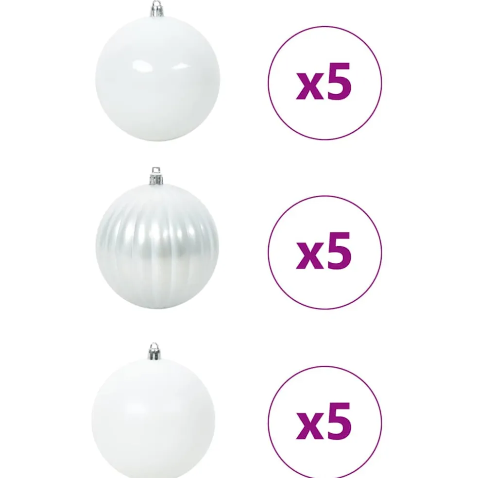 vidaXL Kerstbal Set XL 15 st Wit Ø 10 cm Kunststof