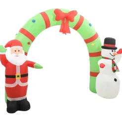 vidaXL Kerstboog kerstman en sneeuwpop opblaasbaar LED 223 cm