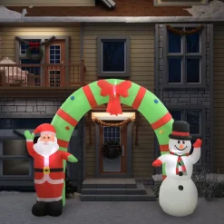 vidaXL Kerstboog kerstman en sneeuwpop opblaasbaar LED 223 cm