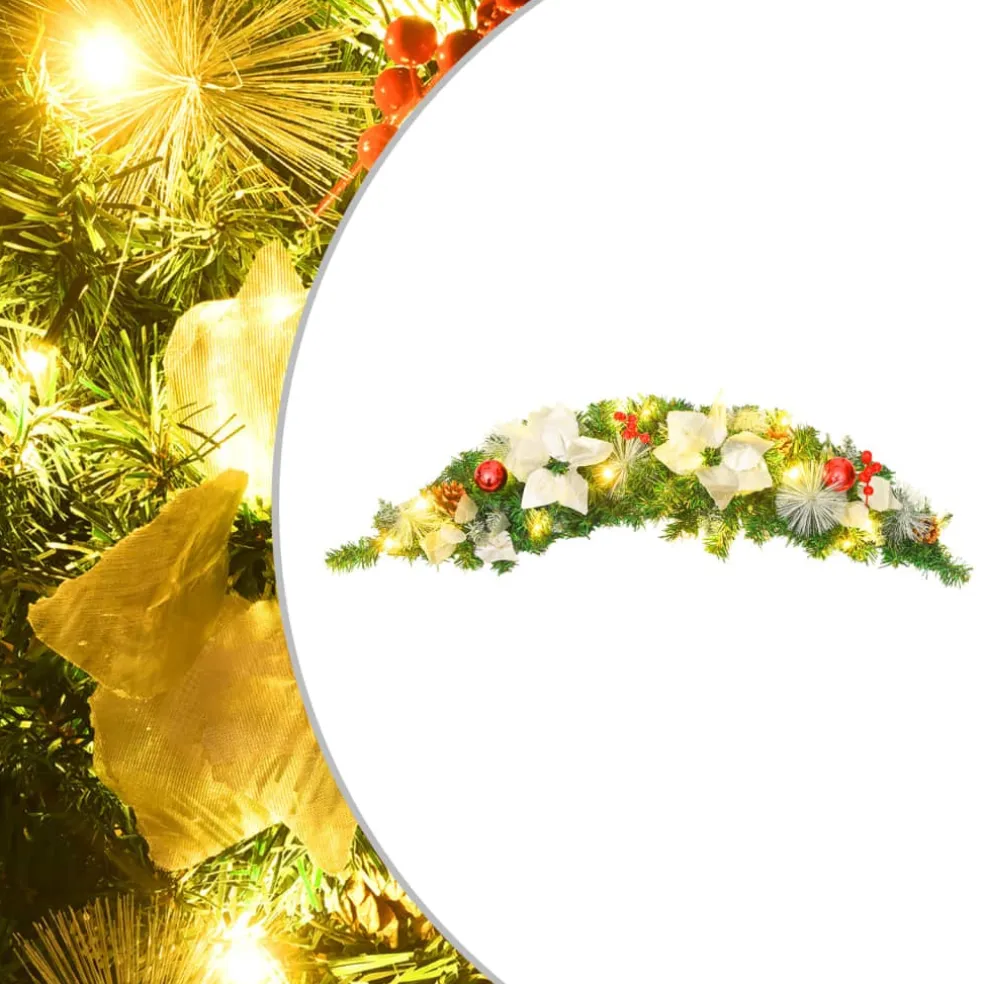 vidaXL Kerstboog met LED-lampjes 90 cm PVC groen