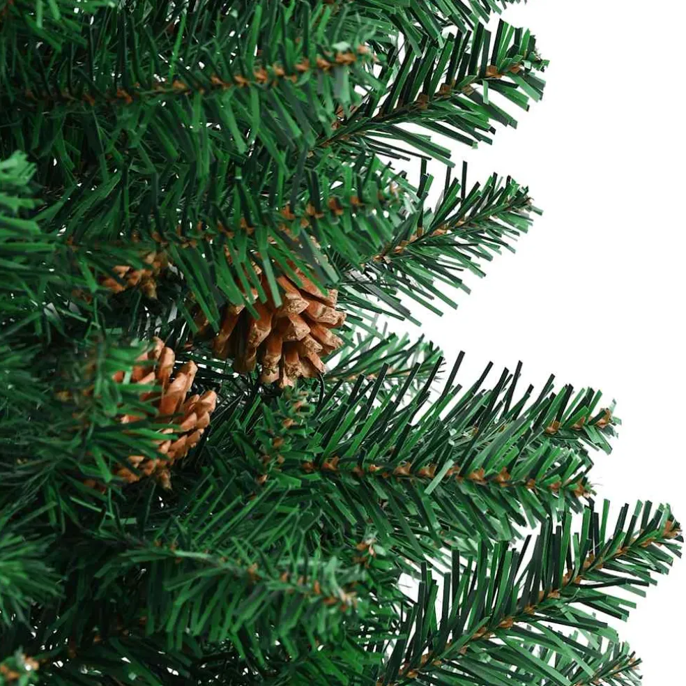 vidaXL Kerstboom met echt hout en dennenappels smal 150 cm PVC groen