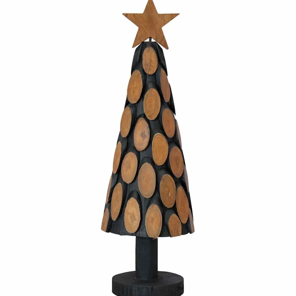 vidaXL Kerstboom met standaard Bruin 61 cm Massief teakhout