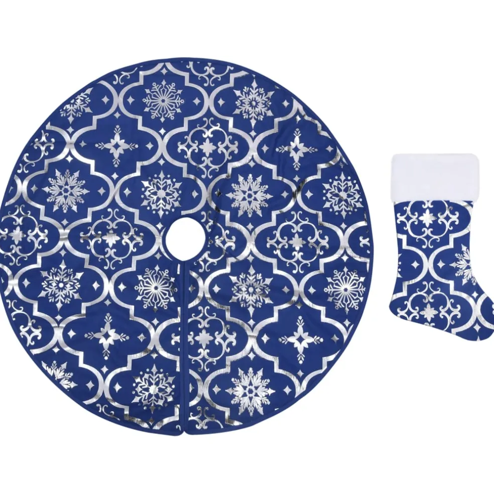 vidaXL Kerstboomrok luxe met sok 90 cm stof blauw